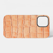 Coque iPhone 12 Texture de cuir de crocodile marron clair (Verso Horizontal)