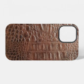 Coque iPhone 12 Texture de cuir véritable fond rapproché, embo (Verso Horizontal)
