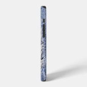 Coque iPhone 12 Texture de jeans déchirés bleu clair (Côté gauche)