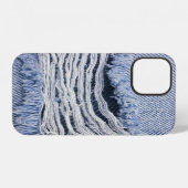 Coque iPhone 12 Texture de jeans déchirés bleu clair (Verso Horizontal)