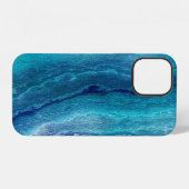 Coque iPhone 12 Texture de l'Agate Vert de la Mer Bleue (Verso Horizontal)