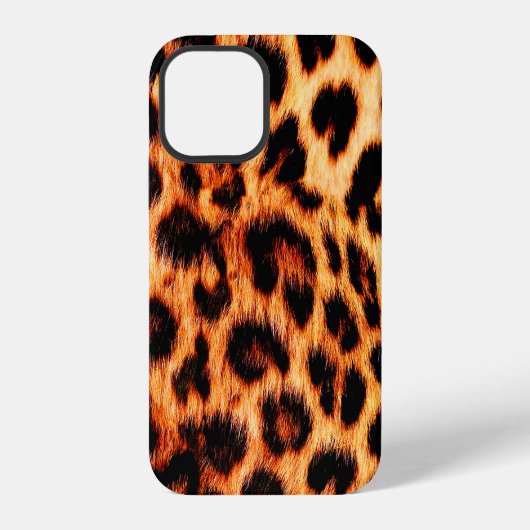 Coque iPhone 12 Texture de léopard sans couture, fourrure de léopa (Verso)