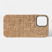 Coque iPhone 12 Texture de lin naturel en arrière-plan (Verso Horizontal)