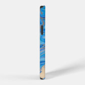 Coque iPhone 12 Texture de liquide bleu et doré (Côté droit)