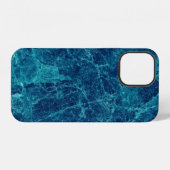 Coque iPhone 12 Texture de marbre bleu marine (Verso Horizontal)