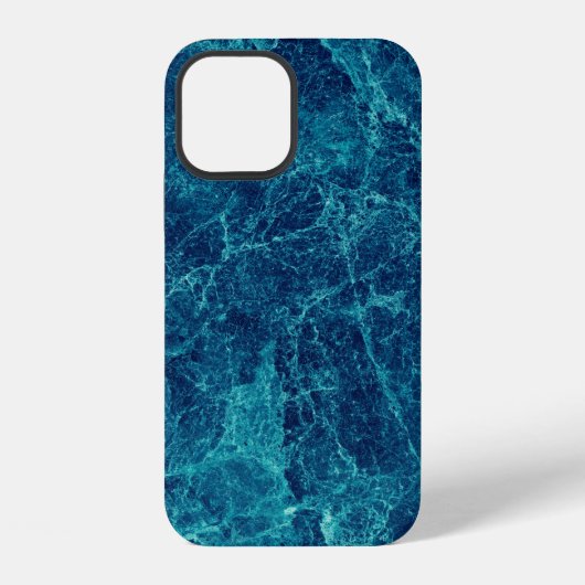 Coque iPhone 12 Texture de marbre bleu marine (Verso)