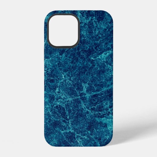 Coque iPhone 12 Texture de marbre bleu marine (Verso)