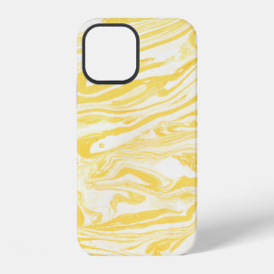 Coque iPhone 12 Texture de marbre jaune. Dessiné à la main