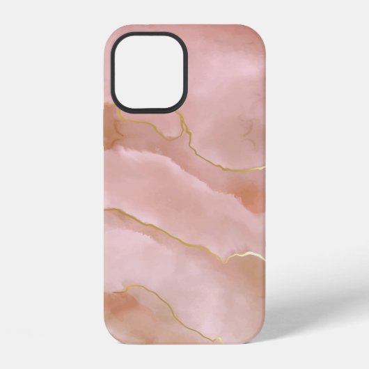 Coque iPhone 12 Texture de marbre liquide rose (Verso)
