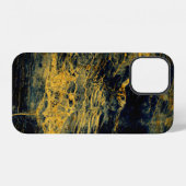 Coque iPhone 12 Texture de marbre noir unique avec effet doré abst (Verso Horizontal)