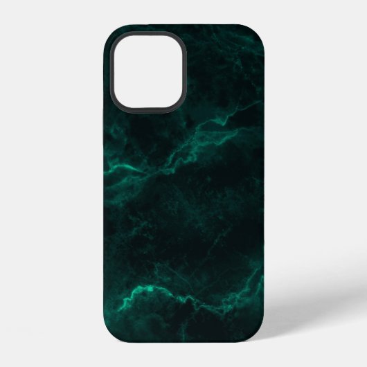 Coque iPhone 12 Texture de marbre vert foncé (Verso)