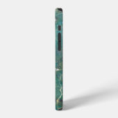 Coque iPhone 12 texture de marbre vert malachite, structure détail (Côté gauche)