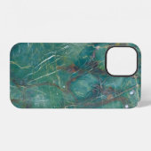 Coque iPhone 12 texture de marbre vert malachite, structure détail (Verso Horizontal)