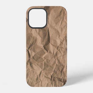 Coque iPhone 12 Texture de papier recyclé froissé brun rugueux