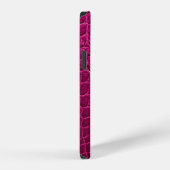 Coque iPhone 12 Texture de peau de crocodile rose (Côté droit)
