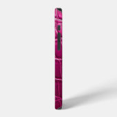 Coque iPhone 12 Texture de peau de crocodile rose (Côté gauche)