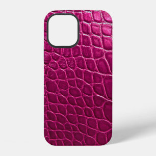 Coque iPhone 12 Texture de peau de crocodile rose