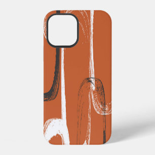 Coque iPhone 12 Texture de pinceau : Fond orange sans couture