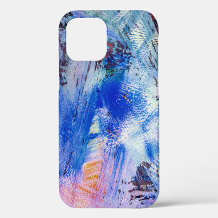 Coque iPhone 12 texture de raster acrylique multicolore mono diffé