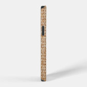 Coque iPhone 12 Texture de tissu gingham jaune vif. (Côté droit)