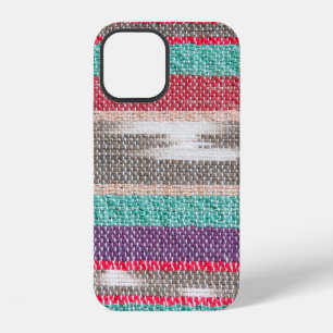 Coque iPhone 12 Texture de tissu rugueux coloré, motif, arrière-pl