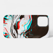 Coque iPhone 12 Texture déformée et glitchée d'encre marbrée surf (Verso Horizontal)