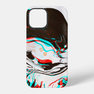 Coque iPhone 12 Texture déformée et glitchée d'encre marbrée surf