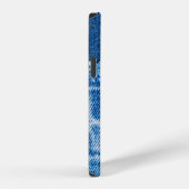 Coque iPhone 12 Texture en denim de jeans bleus (Côté droit)