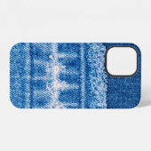 Coque iPhone 12 Texture en denim de jeans bleus (Verso Horizontal)