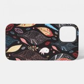 Coque iPhone 12 texture foliaire d'automne (Verso Horizontal)