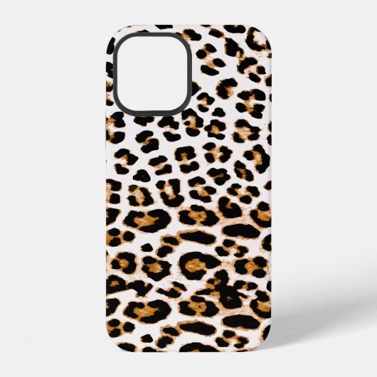 Coque iPhone 12 Texture sans couture de léopard, impression d'anim (Verso)