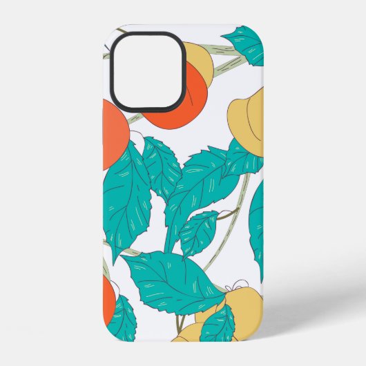 Coque iPhone 12 Texture transparente avec des fruits et des feuill (Verso)