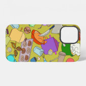 Coque iPhone 12 Texture transparente. Objets de gribouillis dessin (Verso Horizontal)