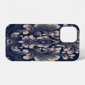 Coque iPhone 12 Texture victorienne sans joint Damas classique (Verso Horizontal)