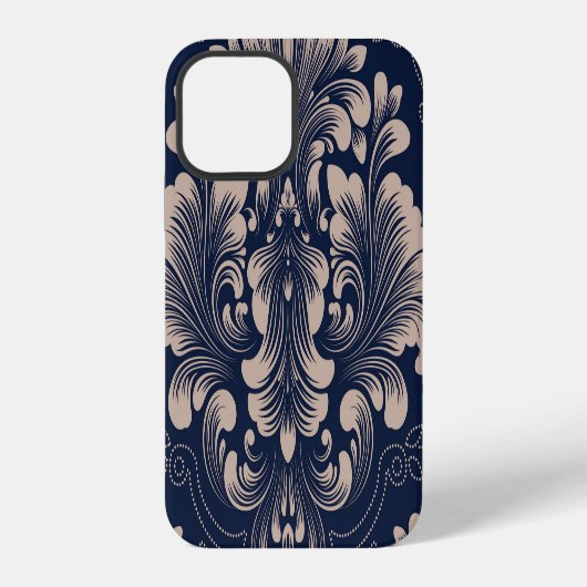 Coque iPhone 12 Texture victorienne sans joint Damas classique (Verso)