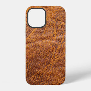 Coque iPhone 12 Texturetexation en cuir marron naturel, cuir, ski