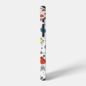 Coque iPhone 12 Thème spatial dans une illustration de style doodl (Côté gauche)