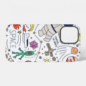 Coque iPhone 12 Thème spatial dans une illustration de style doodl (Verso Horizontal)