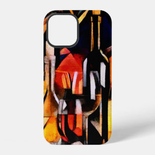 Coque iPhone 12 Thèmes vinicoles dans le style du cubisme. Bouteil