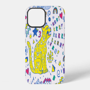 Coque iPhone 12 Tigre infantile et Motif arc-en-ciel