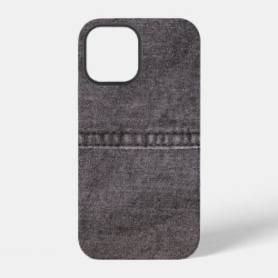 Coque iPhone 12 Tissu en denim noir. Mode, textures et arrière-pla