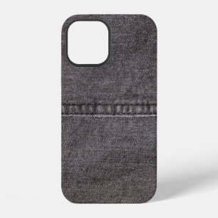 Coque iPhone 12 Tissu en denim noir. Mode, textures et arrière-pla