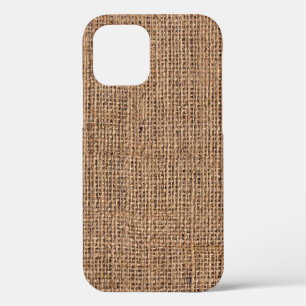Coque iPhone 12 Toile Burlap Brown naturel Grange grossier
