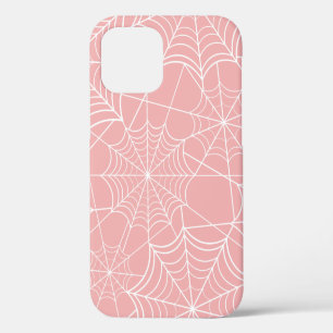 Coque iPhone 12 toile d'araignée rose pastel