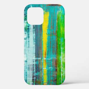 Coque iPhone 12 Toile peinte Abstraite. Peinture à l'huile sur pal