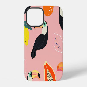 Coque iPhone 12 Toucan aux fruits tropicaux Abstraits