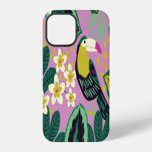 Coque iPhone 12 Toucanes tropicales : Motif de fleurs