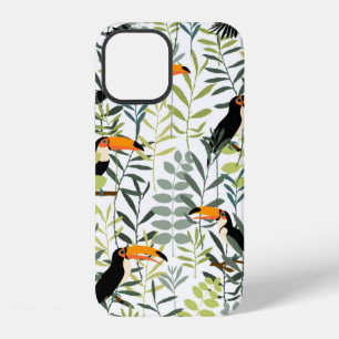 Coque iPhone 12 Toucans dans des feuilles et des branches vertes m
