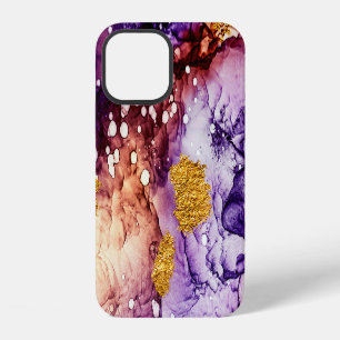 Coque iPhone 12 Tourbillons orientaux en or Peinture Abstraite