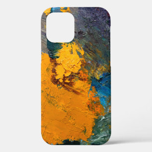 Coque iPhone 12 traits multicolores de peinture à l'huile sur le